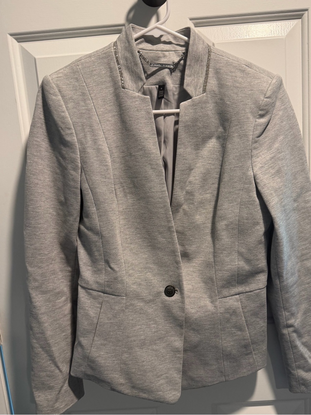 White House Black Market Light Gray One-Button Tailored Blazer